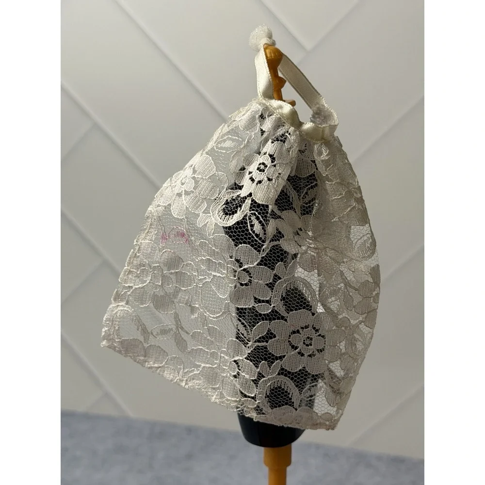 Vintage Barbie Lace Wedding Veil With Flowe On Headband